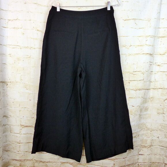 Who What Wear Pants Women 8 Black Wide Leg Crop Pleated Sailor Rayon 28x22 Boho - Picture 3 of 11